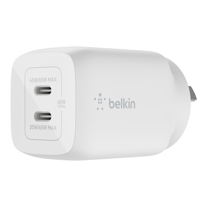 Dual USB-C GaN Wall Charger with PPS 65W, White, hi-res